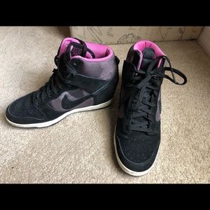 Nike Dunk Women's Black Grey Suede Sky Hi Wedge